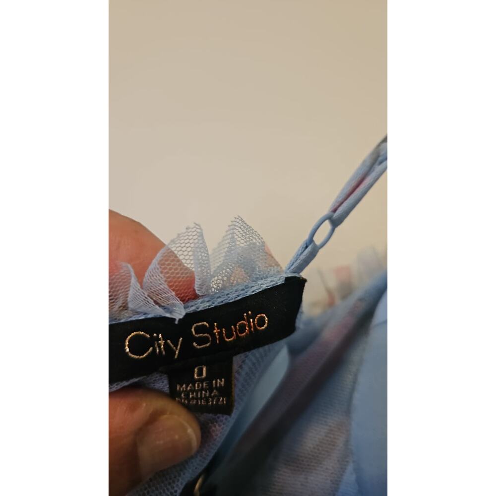 City Studios Floral-Print Bustier Gown in Sky Rose - Picture 6 of 7